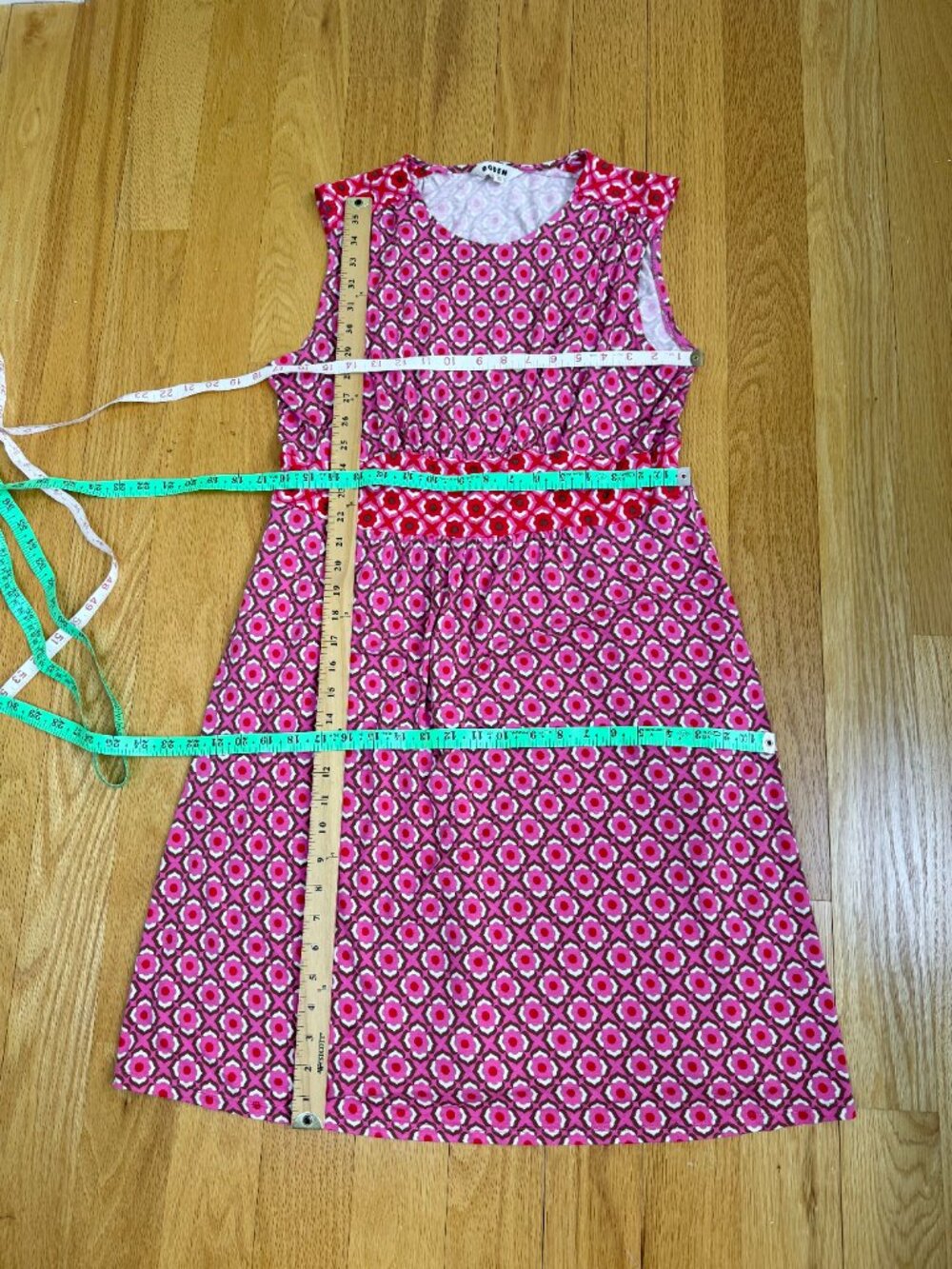 Boden Summer Dress Sleeveless Pink Multi Tile Pattern Ecovera (12) - Picture 8 of 8